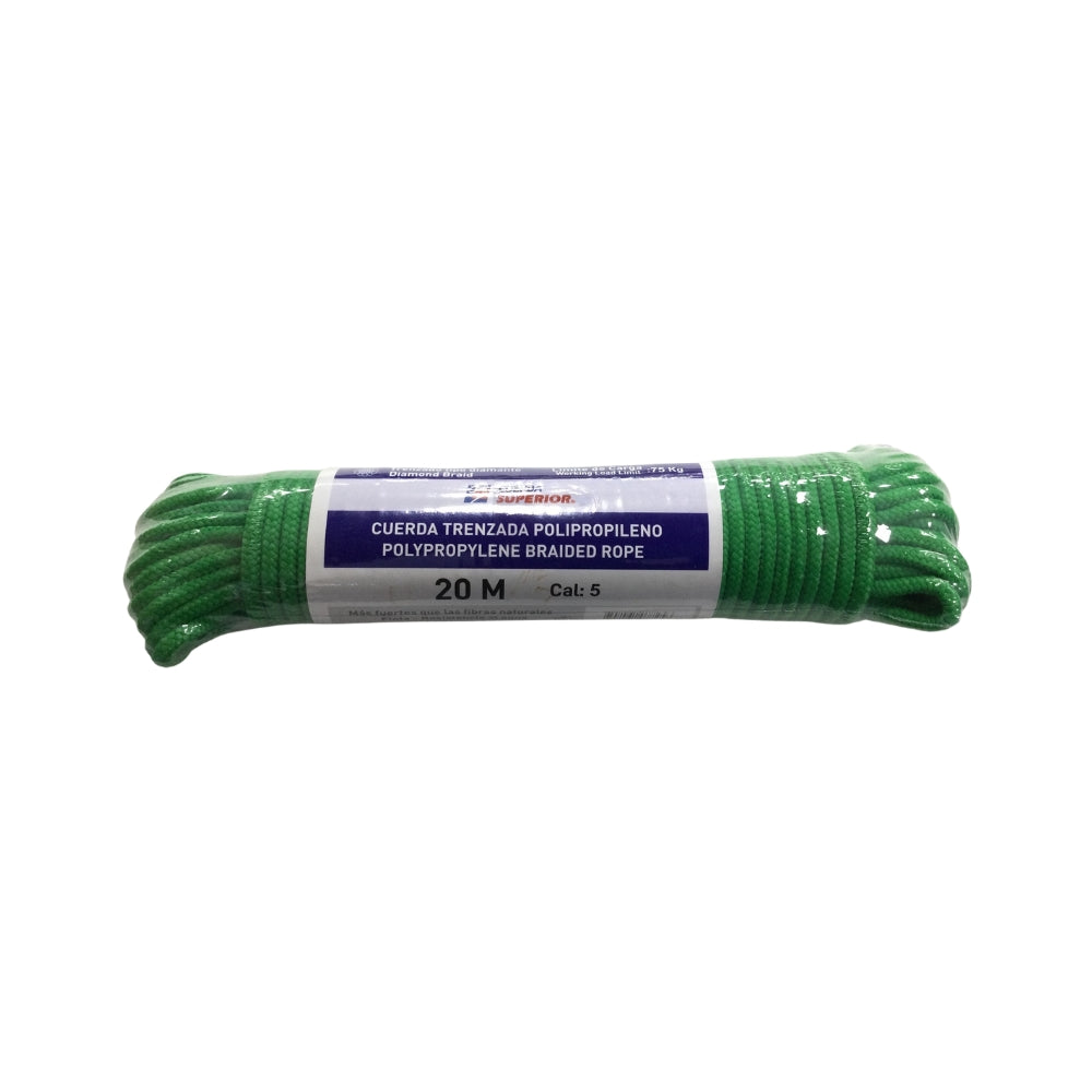 CUERDA TRENZADO PP N° 05 X 20 MTS VERDE