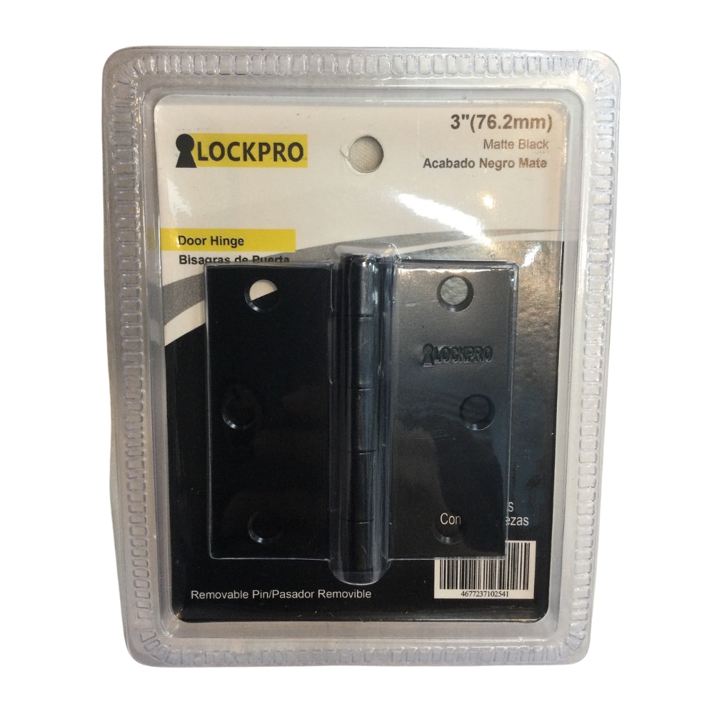 BISAGRA NEGRA 3 PULGADAS X 3 PULGADAS PAR 2.0MM ESPESOR LOCKPRO