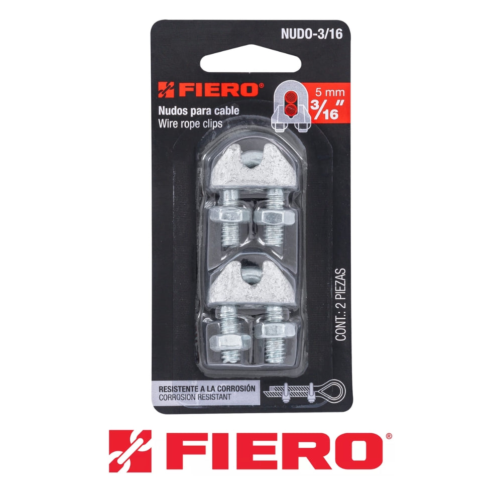 GRAPA PARA CABLE DE ACERO 3/16" FIERO (2 PIEZAS)