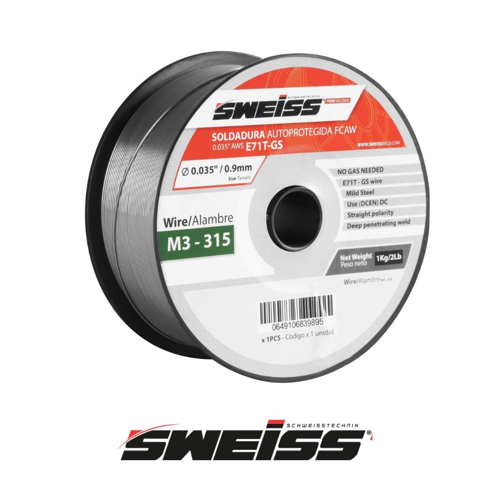 ROLLO SOLDADURA FCAW AUTOPROTEGIDA 0.035 PULGADAS AWS E71T-GS (1KG) SWEISS
