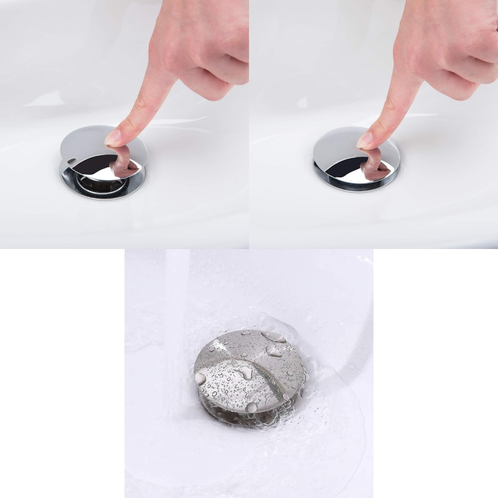 DESAGUE PARA LAVAMANOS CON BOTON DE ACERO INOXIDABLE GRIVEN GVB-PL220A