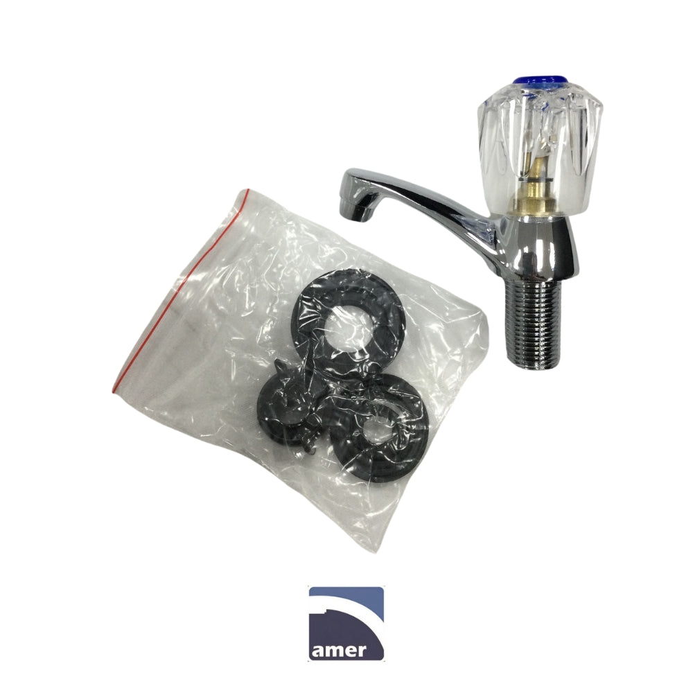 LLAVE PARA LAVAMANOS SENCILLA METAL /ACRILICO AMER
