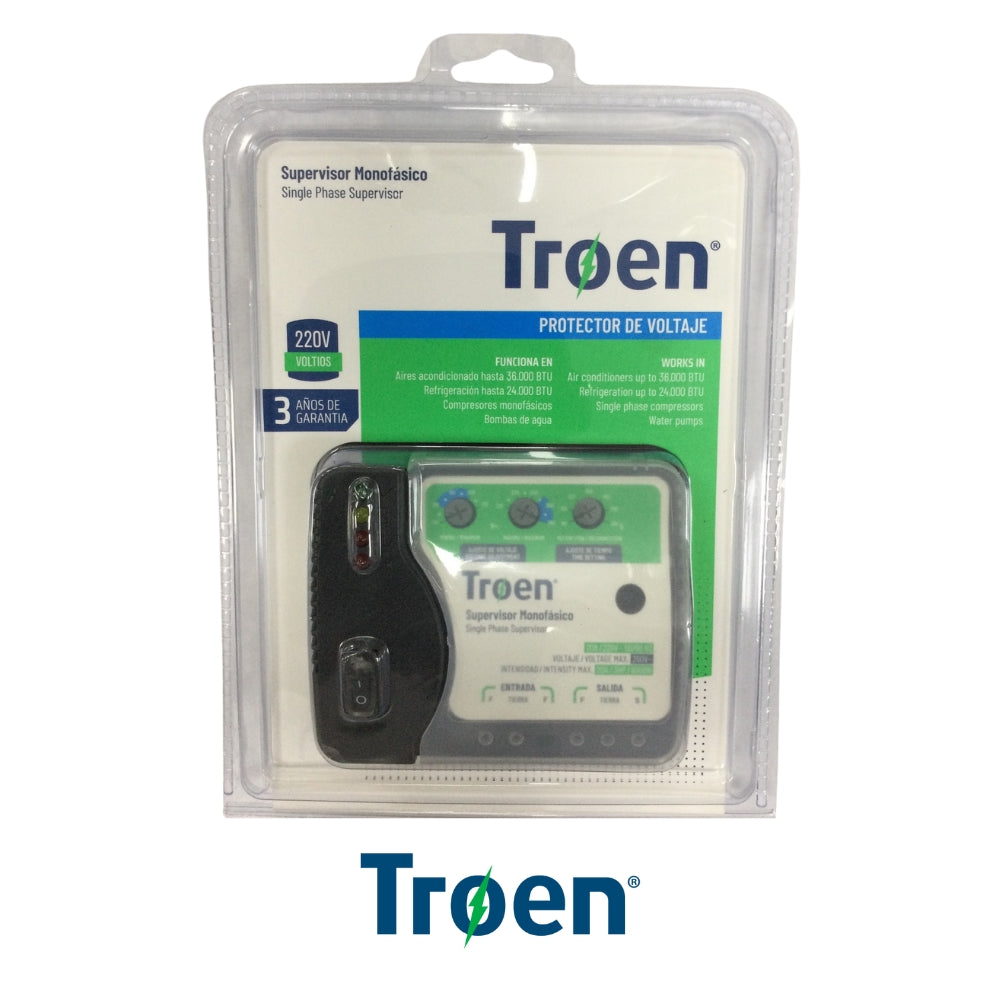 PROTECTOR SUPERVISOR DE VOLTAJE MONOFASICO 220V CON BORNERA PARA AIRE ACONDICIONADO 36K BTU