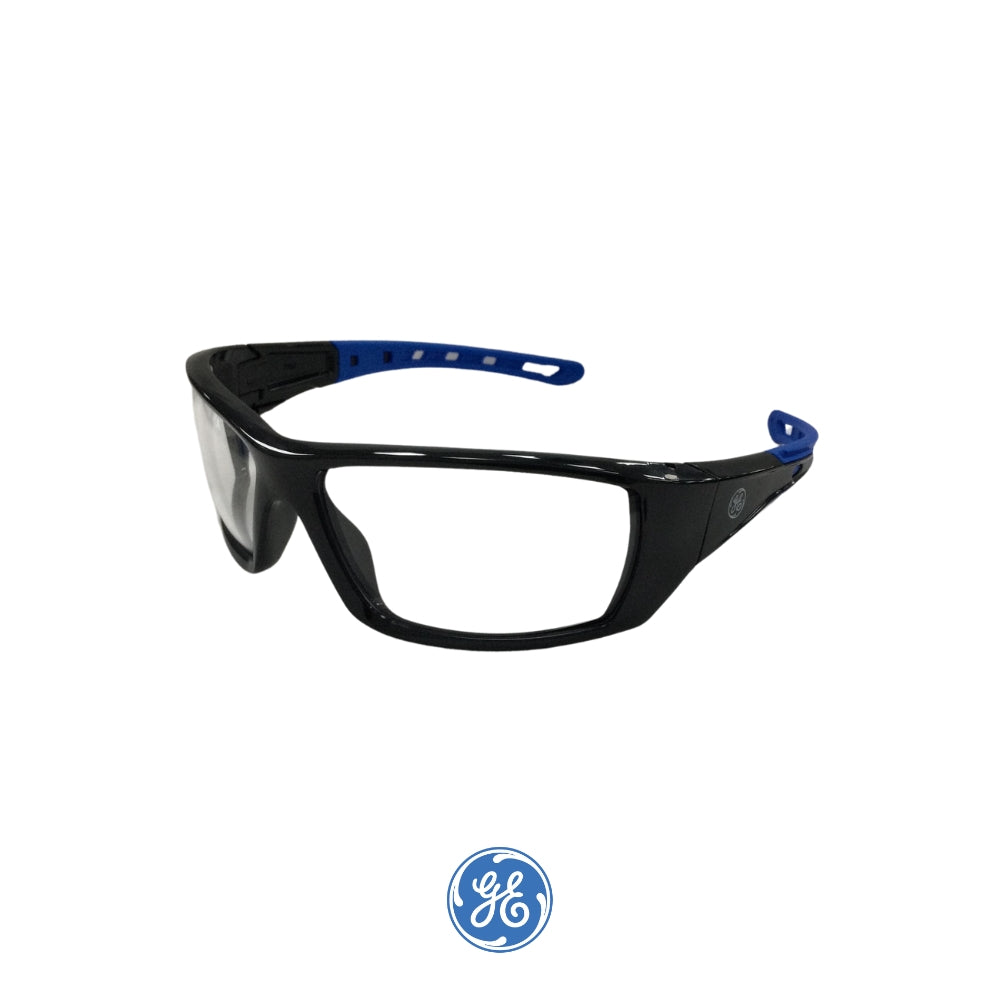 LENTE DE SEGURIDAD ANTI-RAYADURA/ANTI-EMPAÑO SERIE 04 GE104CAF DE NEGRO Y AZUL ANSI Z87.1