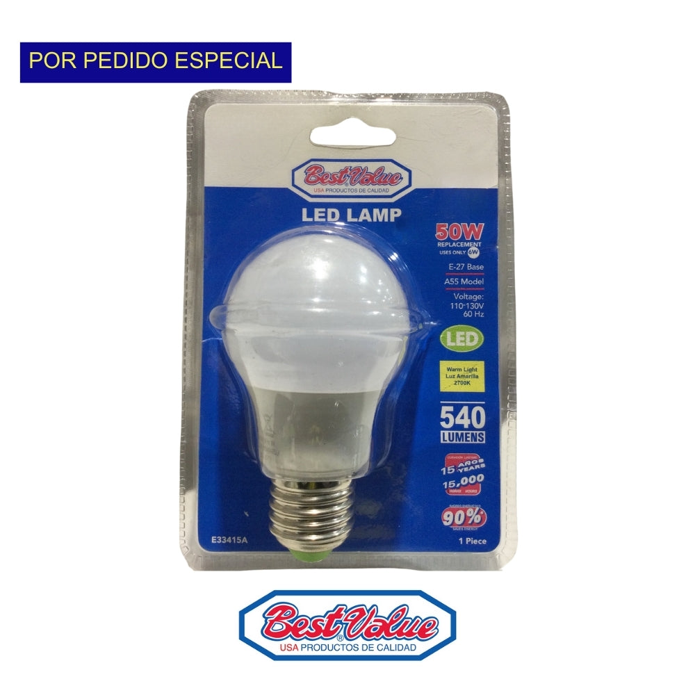 BOMBILLO LED 6 WATTS 2700K E27 VEST VALUE