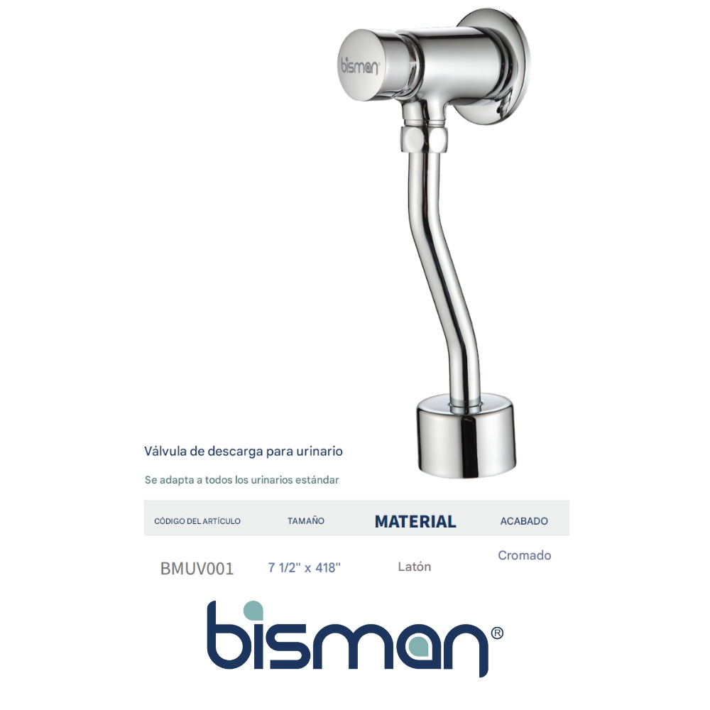 FLUXOMETRO PARA URINAL BMUV001 7-1/2 X 4-1/8 IN BRASS CHROME PLATED