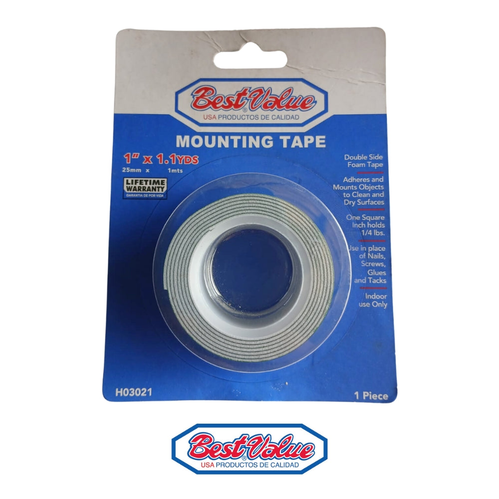 TAPE DOBLE CONTACTO 1 PULGADA X 1 METRO BEST VALUE