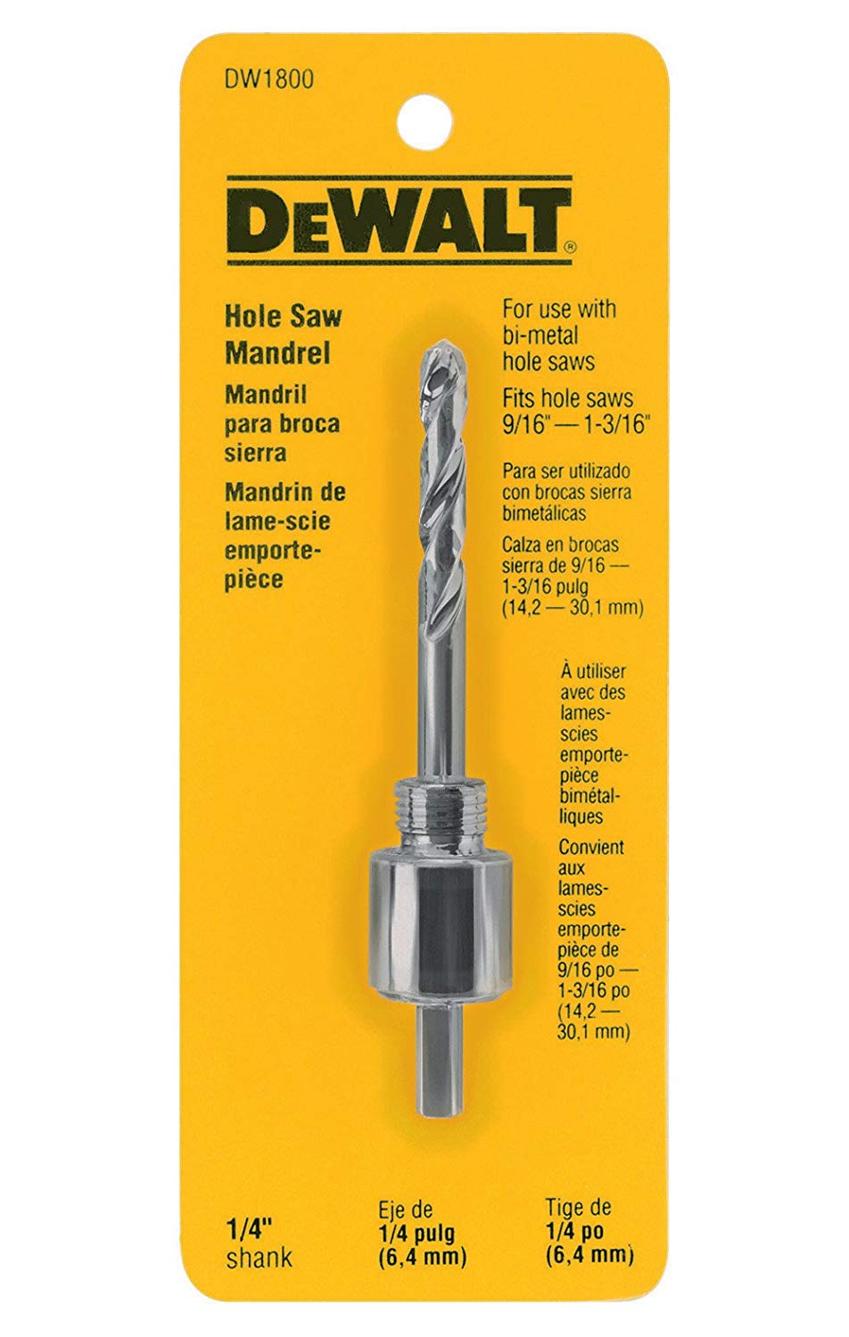 MANDRIL 7/16 PULGADAS X 1-1/4 PULGADAS DEWALT (DW1800)