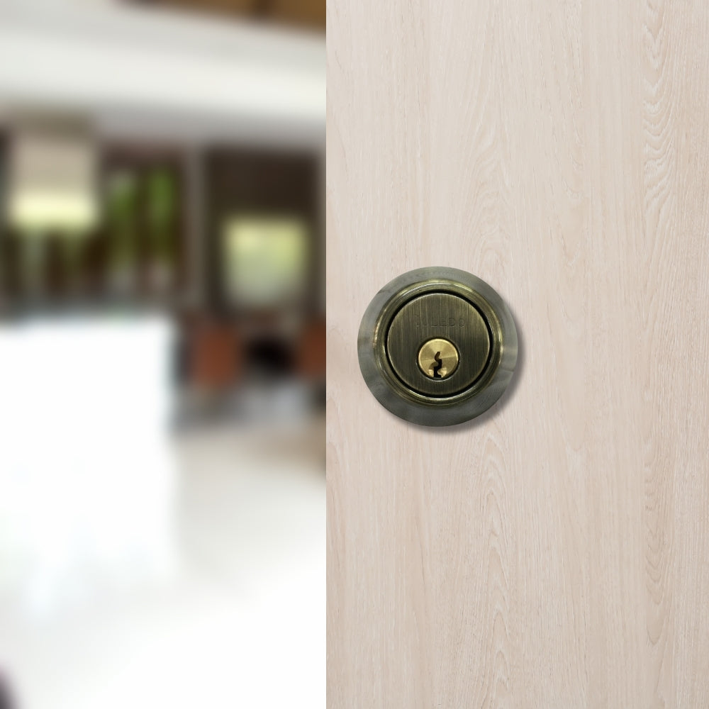 CERRADURA DEADBOLT LLAVE-LLAVE BRONCE ANTIGUO TOLEDO