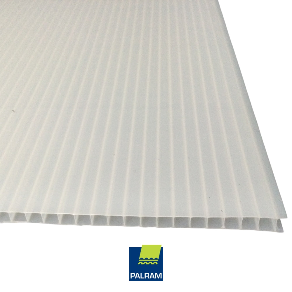 LAMINA DE POLICARBONATO ALVEOLAR 1.22M X 3.05M X 6MM (4 PIES X 10 PIES X 6MM) BLANCO OPAL PALRAM
