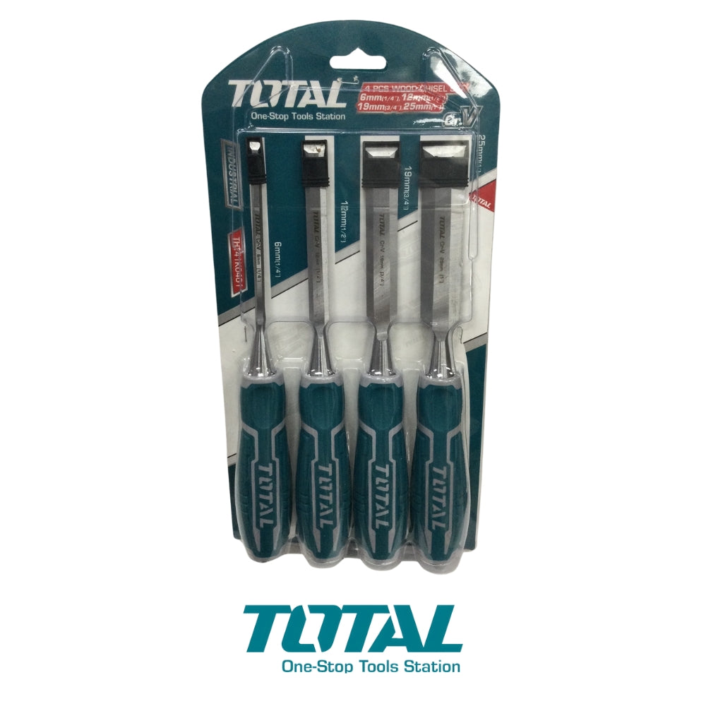 JUEGO FORMONES PARA MADERA 4 PZAS 1/4 6mm, 1/2 12mm, 3/4 19mm, 1 25mm CR-V TOTAL THT41K0401