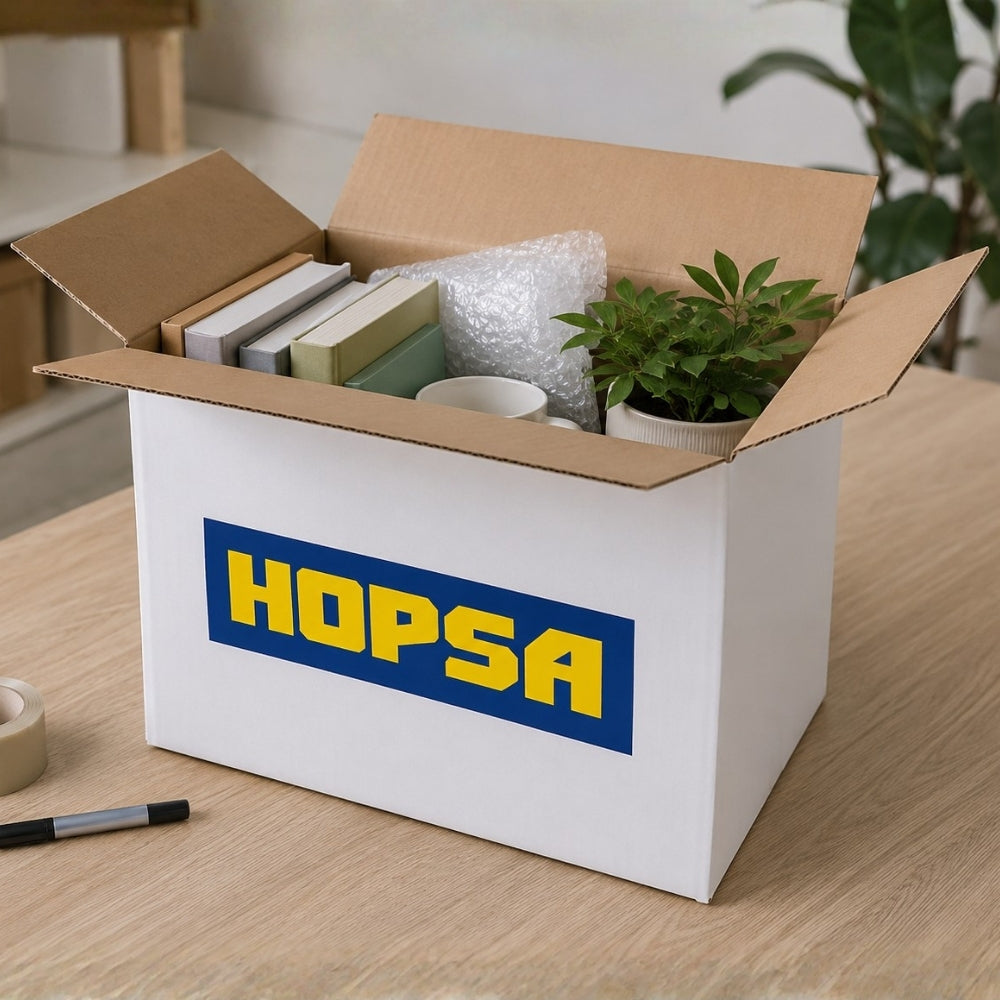 CAJA DE CARTON MEDIANA 48 X 32 X 36 CM KRAFT/BLANCO