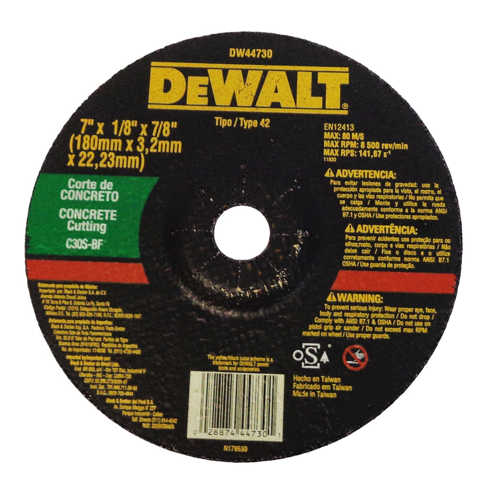 DISCO PARA CONCRETO 7 PULGADAS X 1/8 PULGADAS DW44730 DEWALT