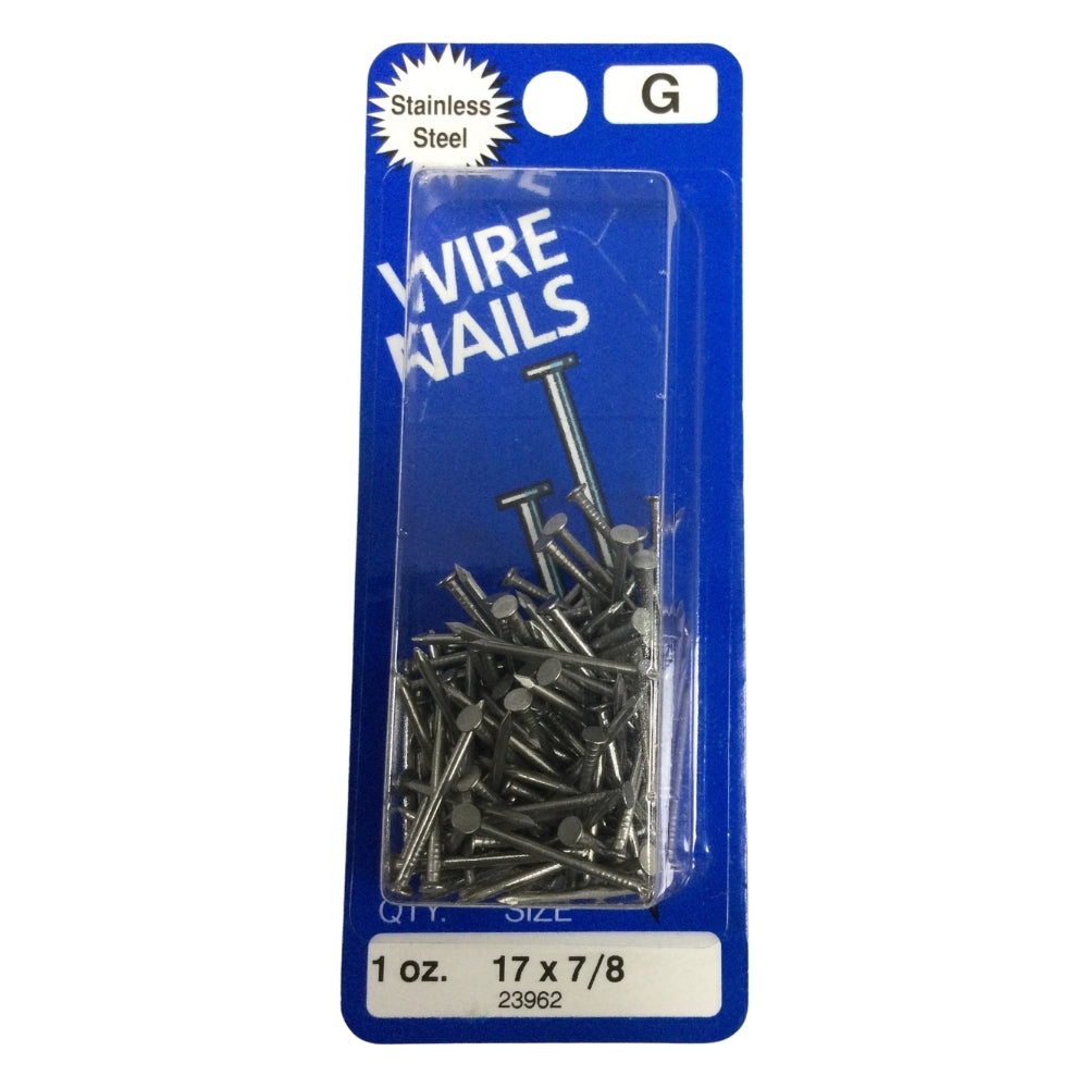 CLAVO DE ALAMBRE CON CABEZA ACERO INOXIDABLE 17GA X 7/8 PULGADAS