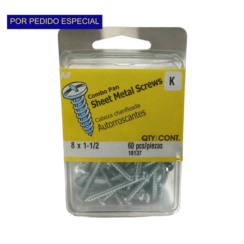 TORNILLO PARA LAMINA COMBO PAN HEAD ZINCADO #8 x 1-1/2 PULGADAS