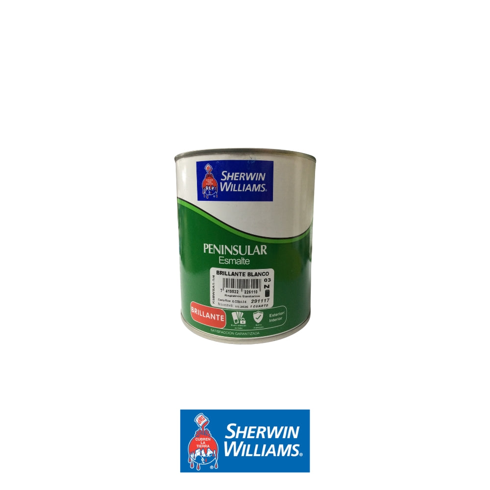 PINTURA ESMALTE BRILLANTE BLANCO 1/4 GL K58WSA1-1/4 SHERWIN WILLIAMS