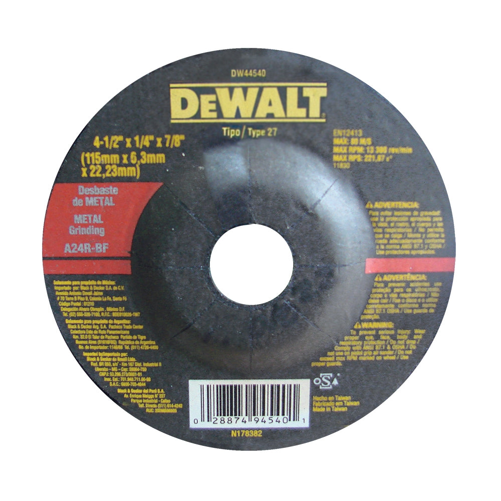 DISCO DESBASTE METAL 4-1/2X1/4X7/8P/(DW44540)