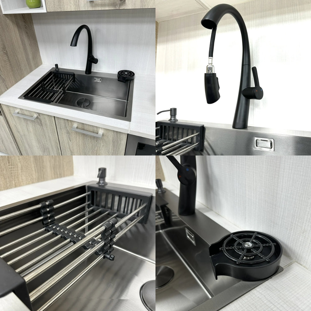 FREGADOR DE EMPOTRAR SENCILLO DE ACERO INOXIDABLE SATINADO 61CM DE LUJO (RAGUSA 61)