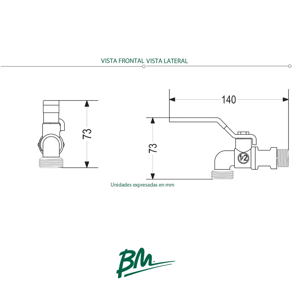 LLAVE DE MANGUERA DE BOLA CROMADA BM-MB