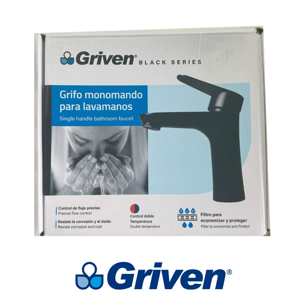 LLAVE MONOMANDO DE LAVAMANOS NEGRO GRIVEN A367-BF604-3-8