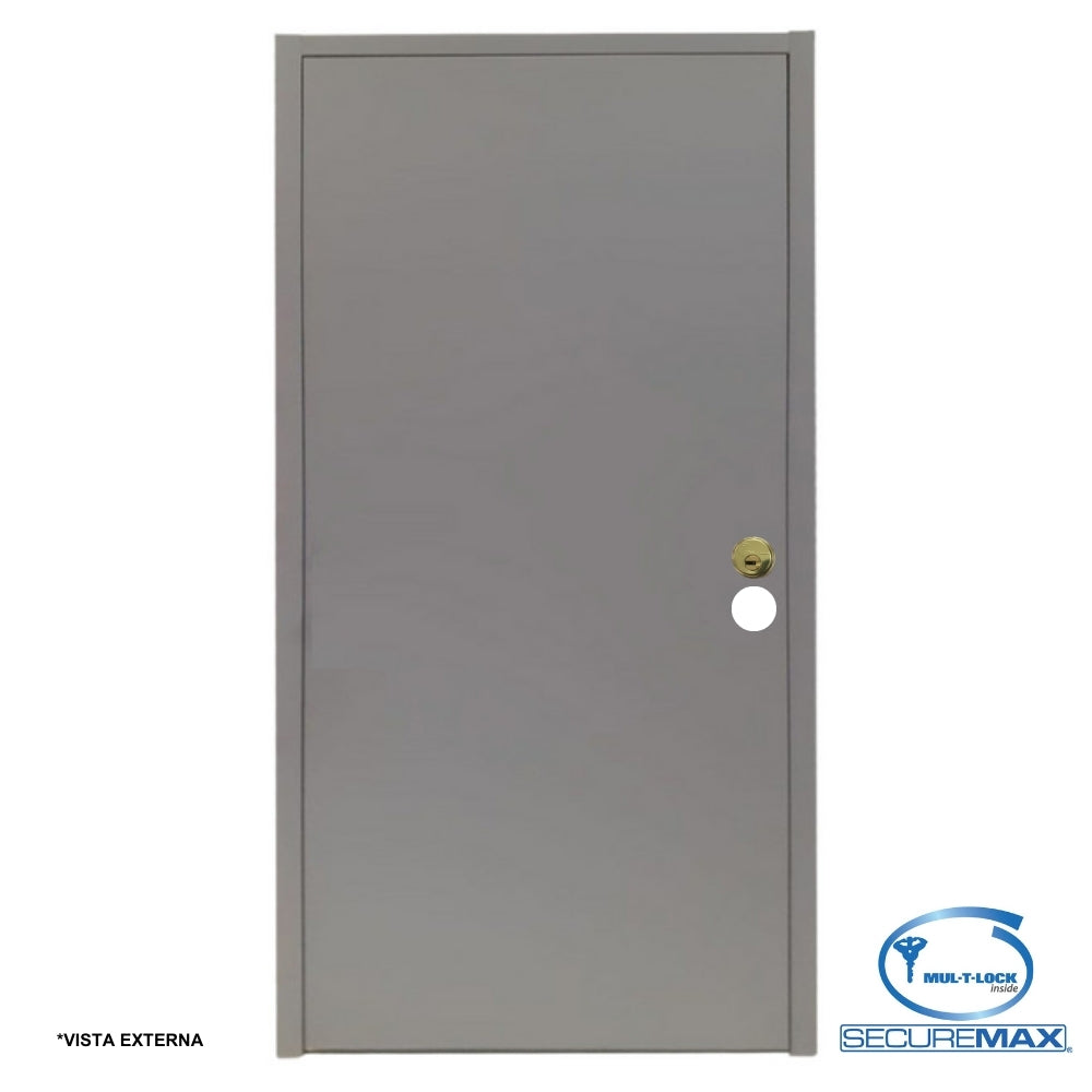 PUERTA DE SEGURIDAD LISA CON MARCO 3 X 7 PIES GRIS IZQUIERDA CERRADURA TIPO B MTL 240
