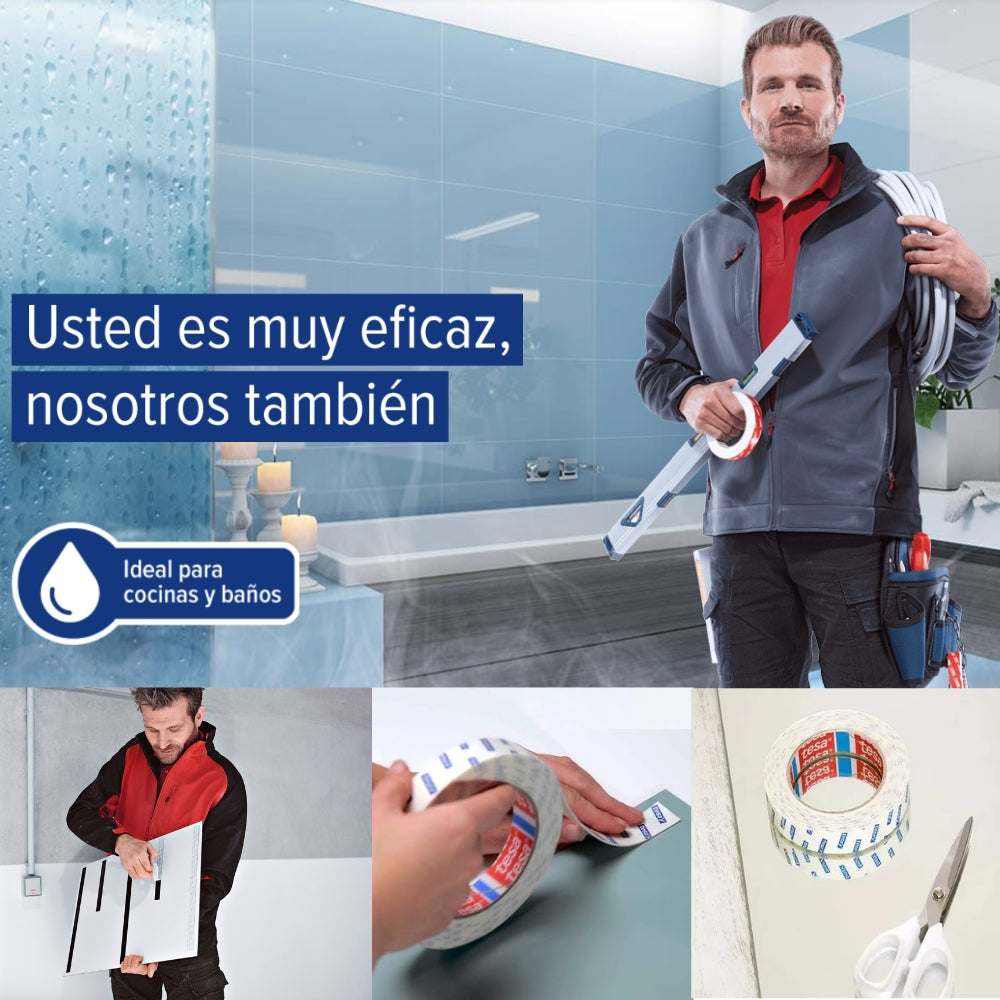CINTA ADHESIVA DOBLE CARA PARA MONTAR ESPEJOS TESA PRO BLISTER 1.5M X 19MM TES 669520-301