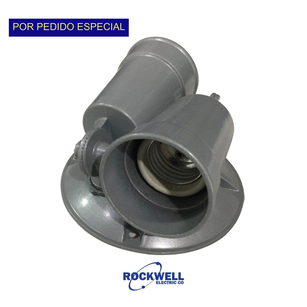 SOCKET Y BASE DOBLE GRIS PARA INTEMPERIE