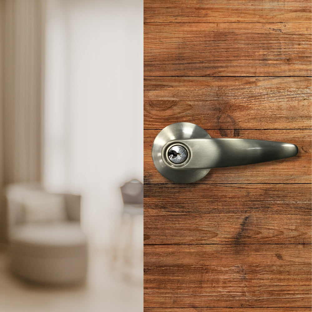 CERRADURA DE LEVER BARCELONA LLAVE-BOTON SATIN NIQUEL TOLEDO