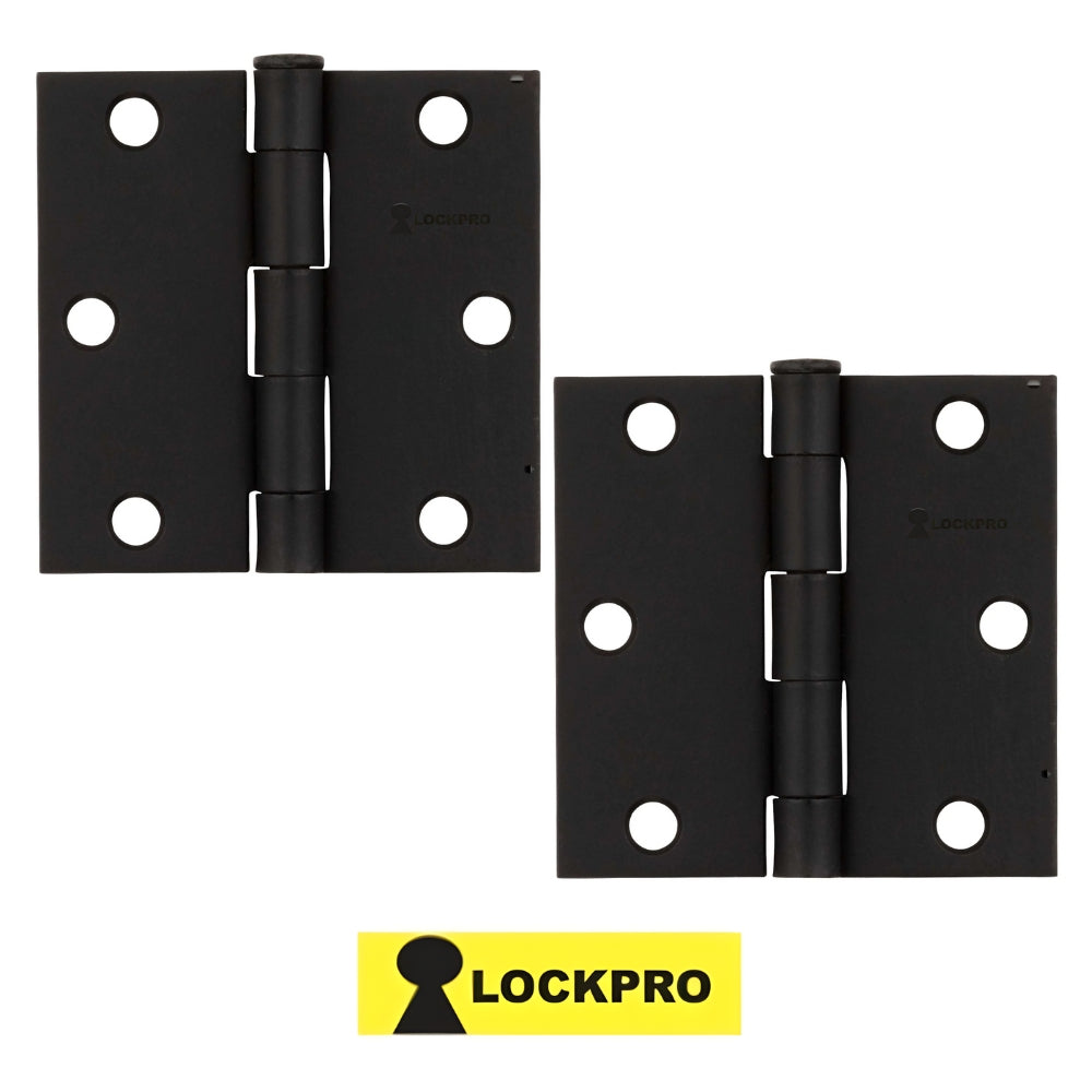 BISAGRA NEGRA 3.5 PULGADAS X 3.5 PULGADAS PAR 2.0MM ESPESOR LOCKPRO