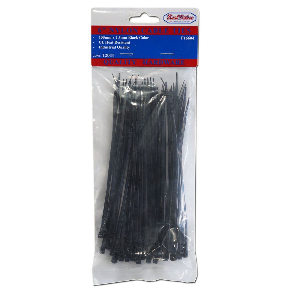 ZUNCHO PLASTICO NEGRO DE 6 PULGADAS X 2.5mm BEST VALUE