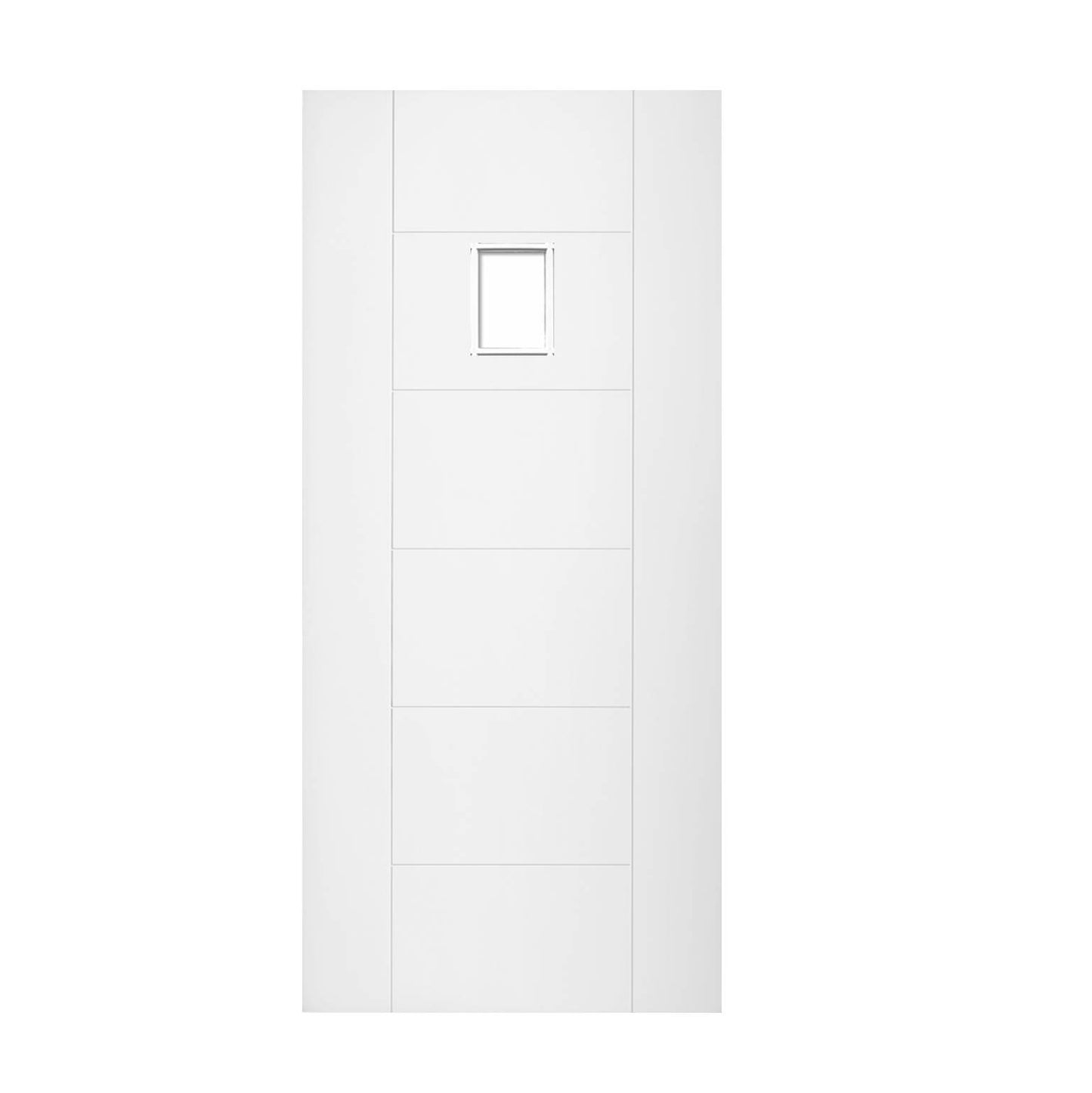 PUERTA PARA INTERIOR HDF GALIC BLANCA CON MIRILLA SIN VIDRIO (3X7)
