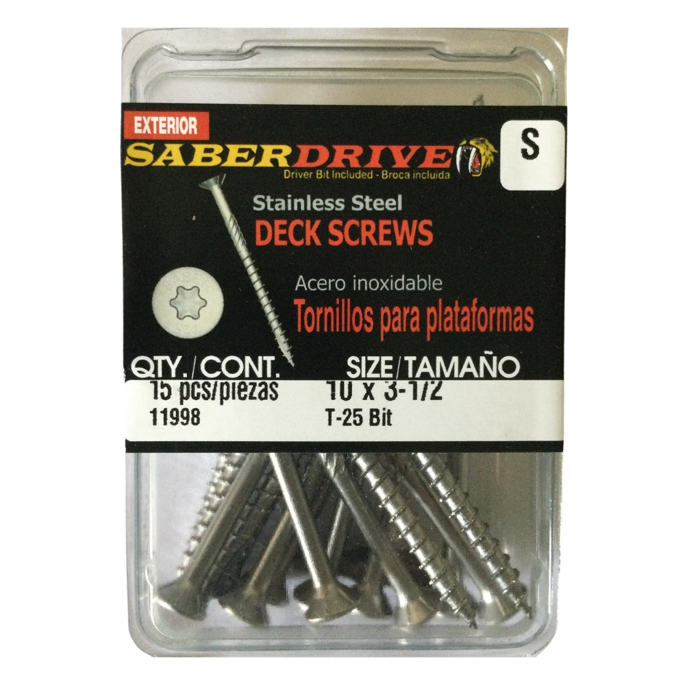 TORNILLO PARA MADERA CABEZA TORX EXT ACERO INOXIDABLE #10 x 3-1/2 PULGADAS