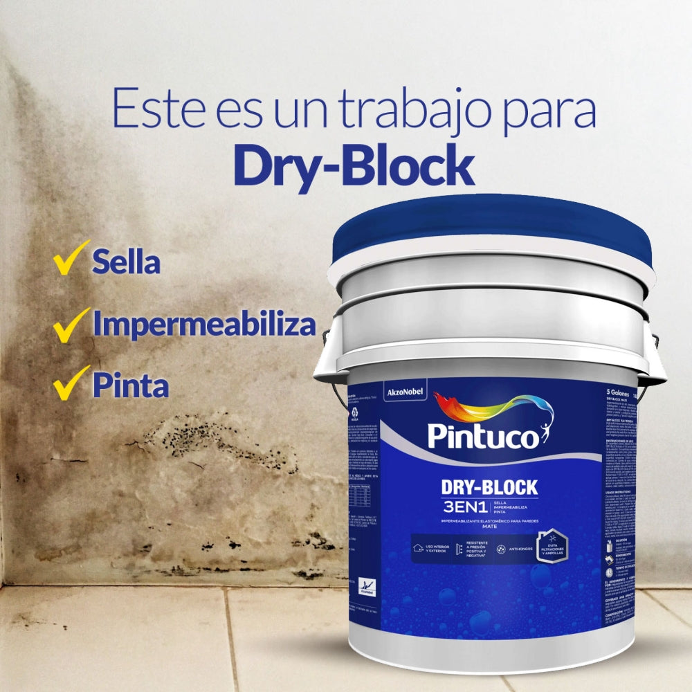 IMPERMIABILIZANTE PARA PARED DRY-BLOCK BLANCO MATE 7325 5 GL (18.925L)