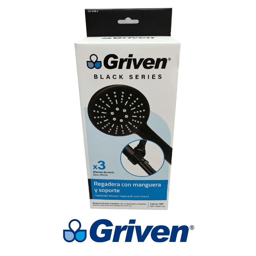 REGADERA DE BAÑO NEGRA GRIVEN GV-SHB-6