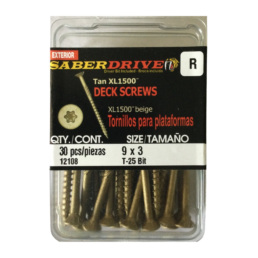 TORNILLO PARA MADERA CABEZA TORX COLOR LATON XL 1500 #9 x 3 PULGADAS