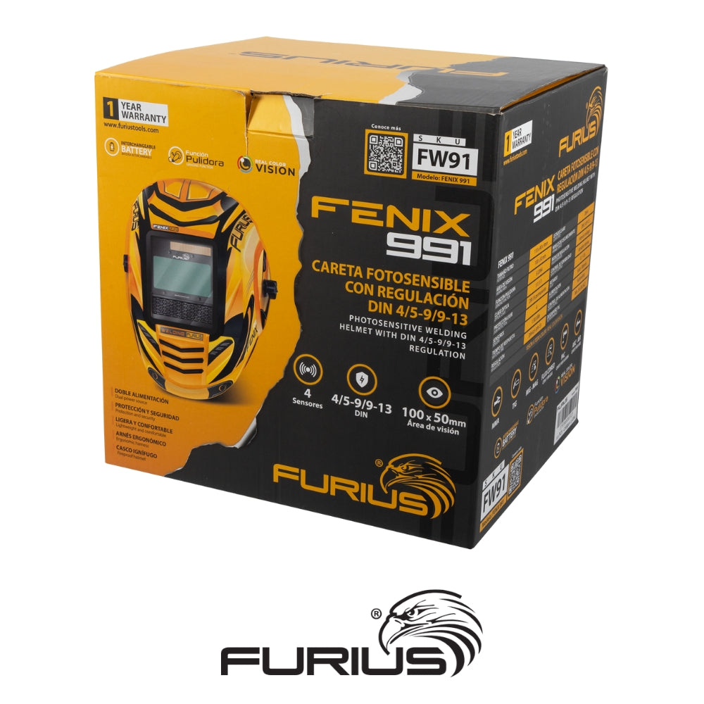 MASCARA DE SOLDAR FOTOSENSIBLE FURIUS FENIX 991 4SENSORES
