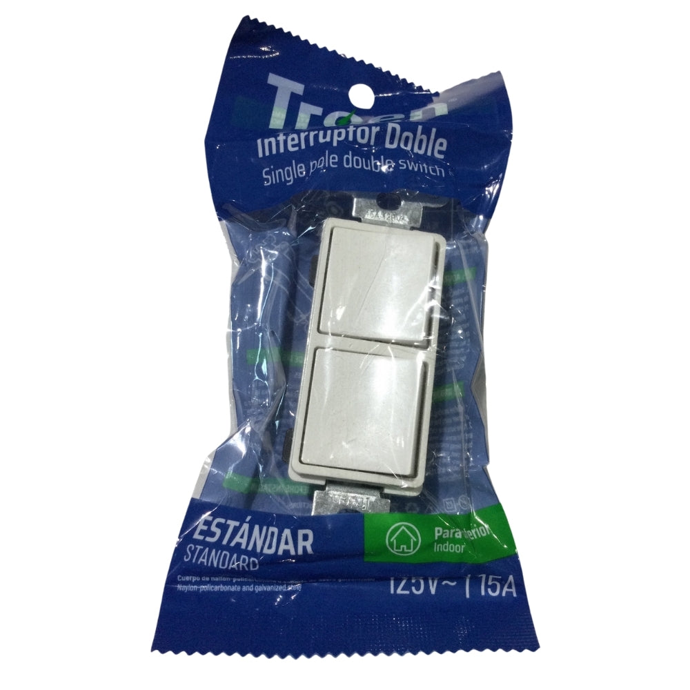 INTERRUPTOR DOBLE DECOR 15A/120V BLANCO