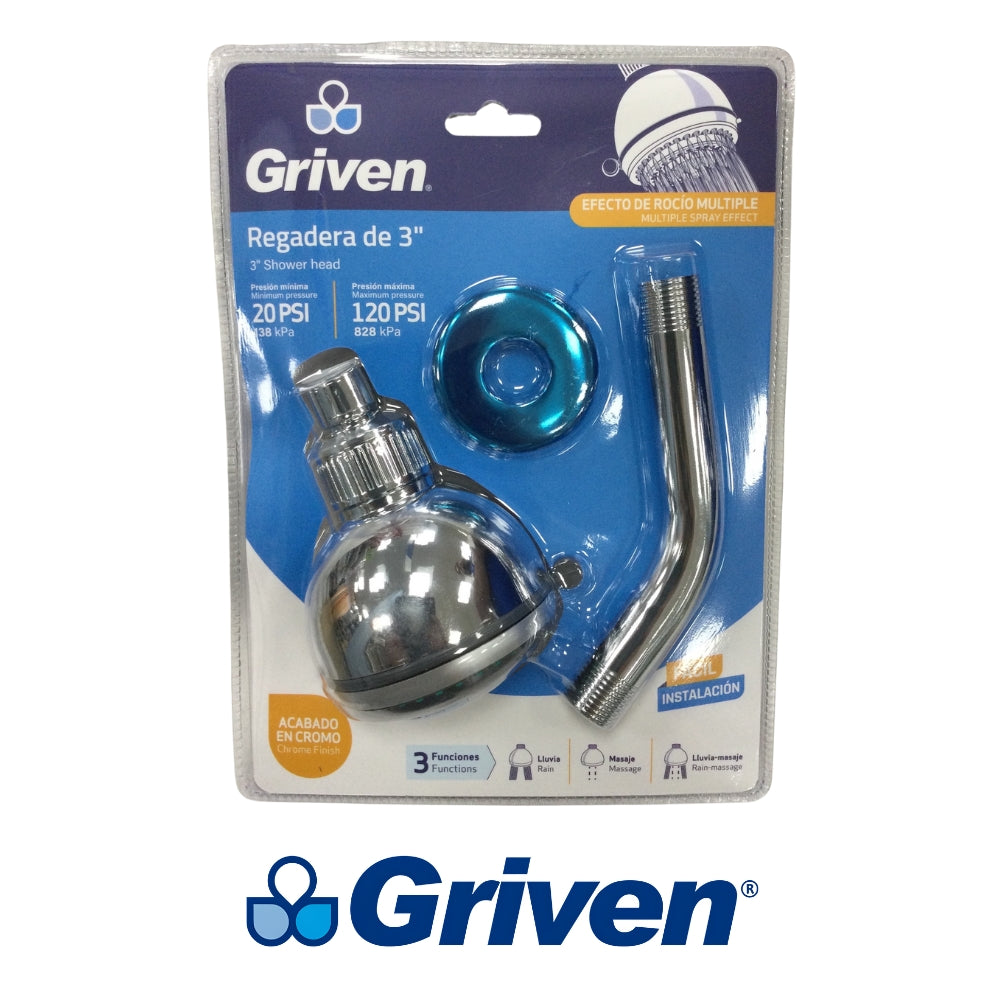 REGADERA PARA DUCHA 3 PULGADAS CON EXTENSION GRIVEN A367-R508
