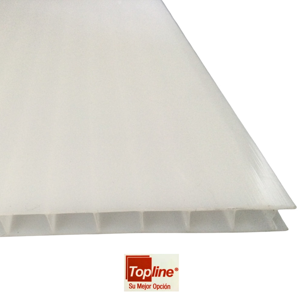 LAMINA DE POLICARBONATO ALVEOLAR 4 PIES X 12 PIES X 8mm BLANCO OPAL