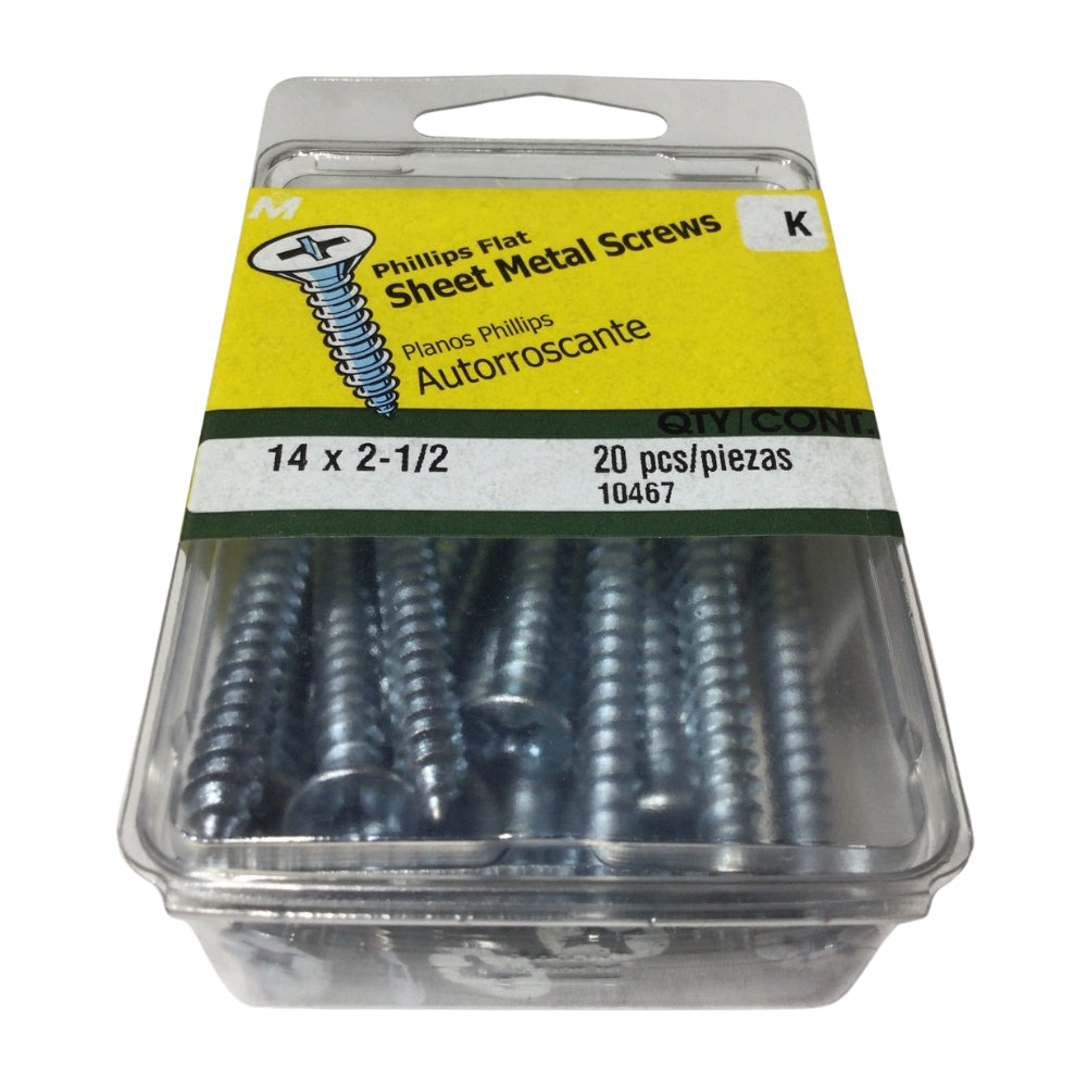 TORNILLO PARA LAMINA ZINCADO CAB PLANA PHILLIPS #14 x 2-1/2 PULGADAS