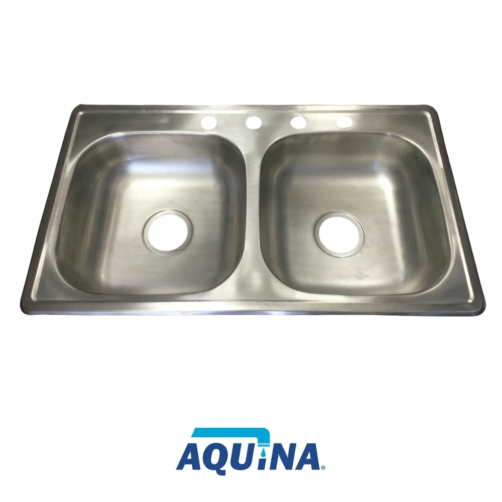 FREGADOR DE EMPOTRAR DOBLE 33 IN X19 IN X 6 IN (838MM X 483MM X 152MM) AQUINA