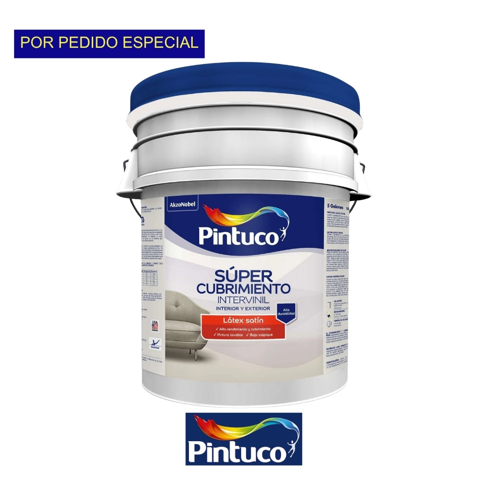 SUPER CUBRIMIENTO LATEX SATIN BASE WHITE CANECA 5 GL (18.925L) 10391670 PINTUCO