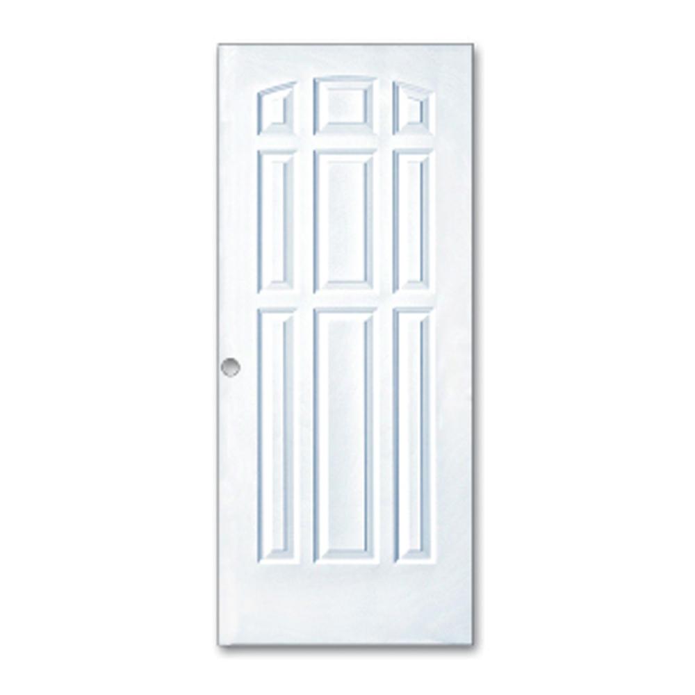 PUERTA DE METAL CON BASTIDOR DE MADERA 9 PANELES 3 PIES X 7 PIES BLANCA METALPRO