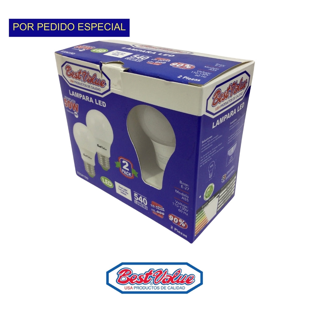 BOMBILLO LED 6 WATTS 6400K E27 CAJA DE 2 BEST VALUE