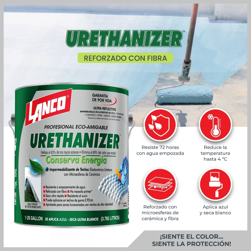 PINTURA IMPERMEABILIZANTE PARA TECHO URETHANIZER GALON RC994-4 LANCO