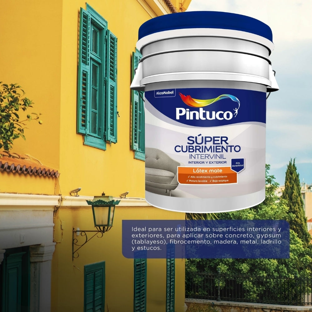 SUPER CUBRIMIENTO LATEX MATE BASE INTERMEDIA CANECA 5 GL (18.925L) 10376374 PINTUCO