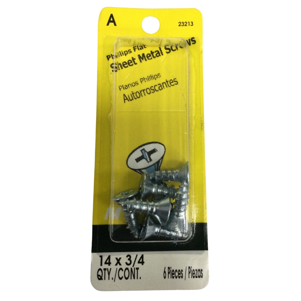 TORNILLO PARA LAMINA ZINCADO CAB PLANA PHILLIPS #14 x 3/4 PULGADAS