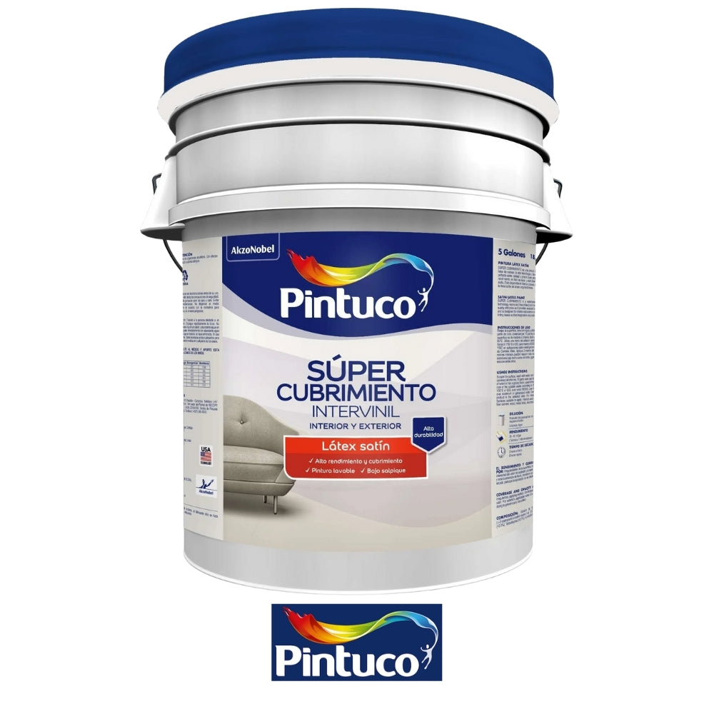 SUPER CUBRIMIENTO LATEX SATIN BLANCO 5800 CANECA 5 GL (18.925L) 10391669 PINTUCO