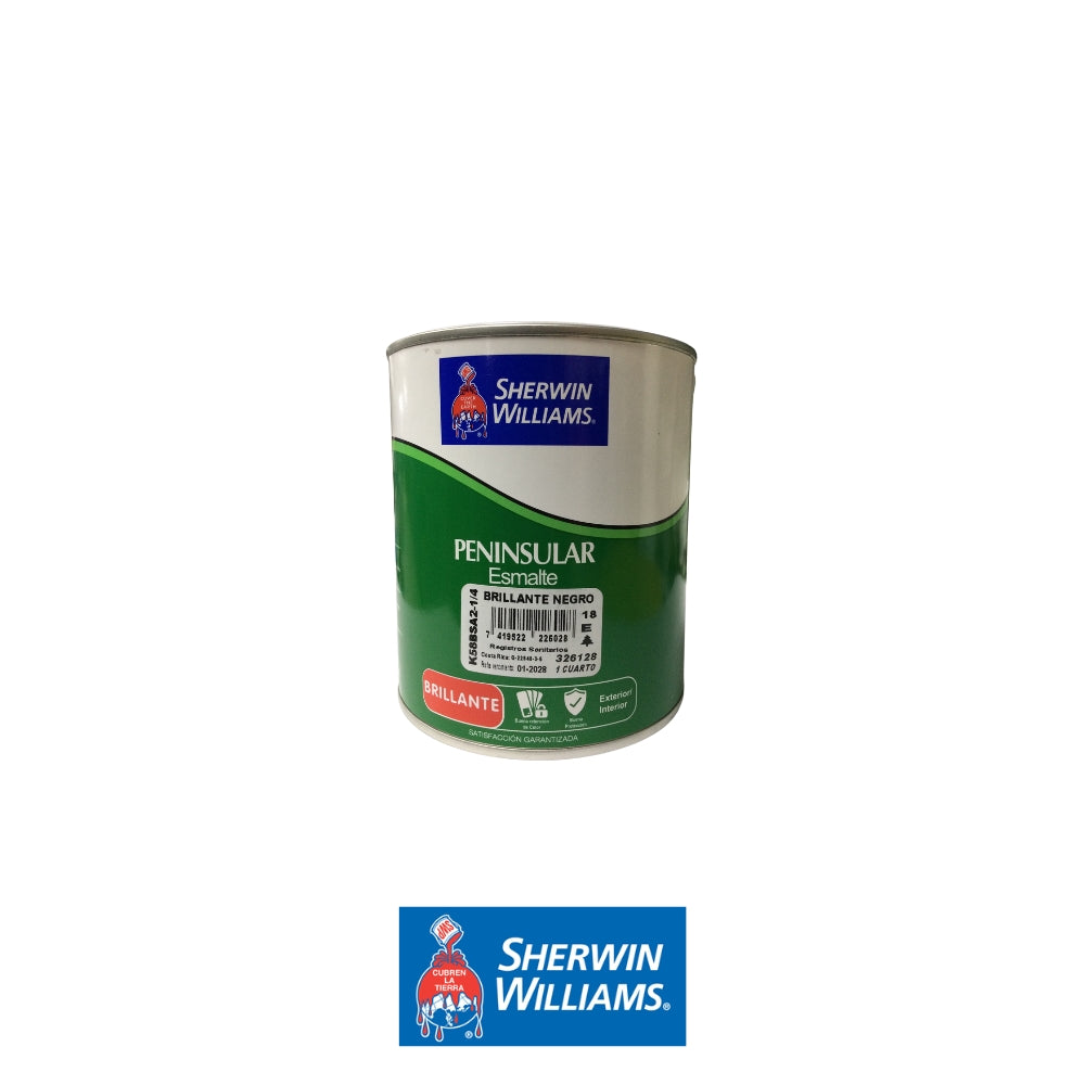 PINTURA ESMALTE BRILLANTE NEGRO 1/4 GL K58BSA2-1/4 SHERWIN WILLIAMS