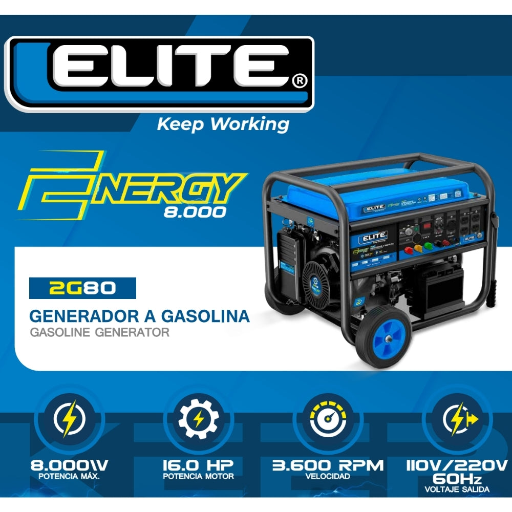 GENERADOR PORTATIL GASOLINA 7,5KW 120 -240V 60Hz 1PH ELITE